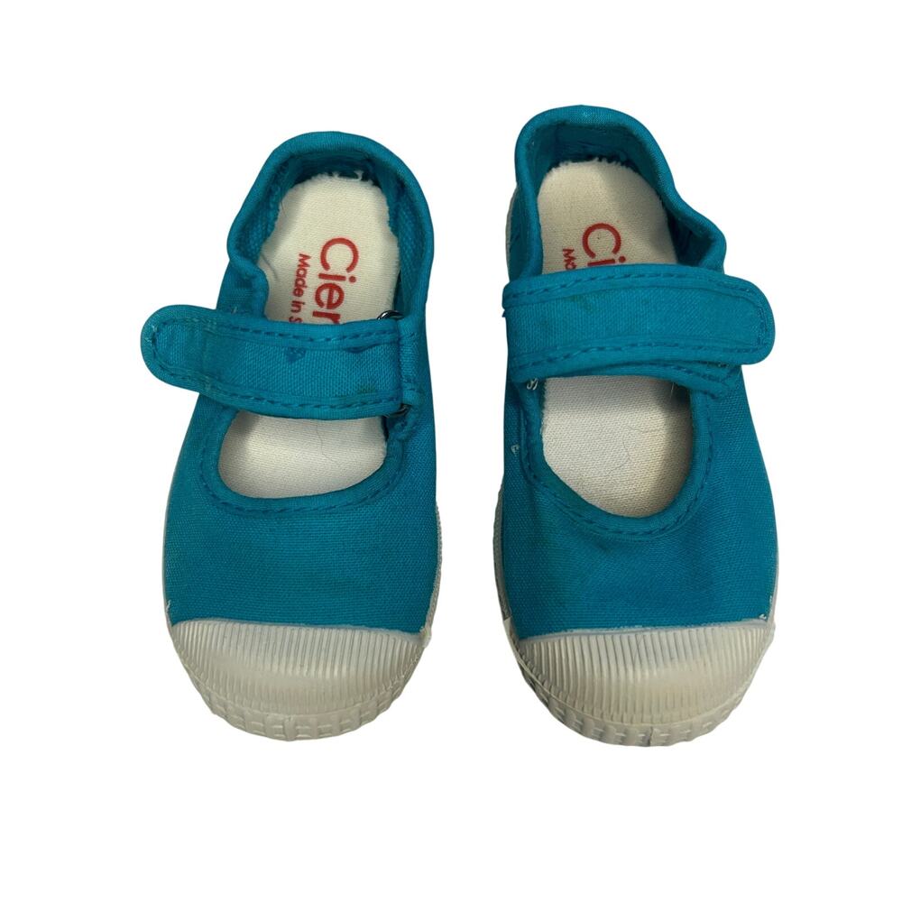 Cienta Teal Blue Canvas Mary Jane Sneakers Size 7
